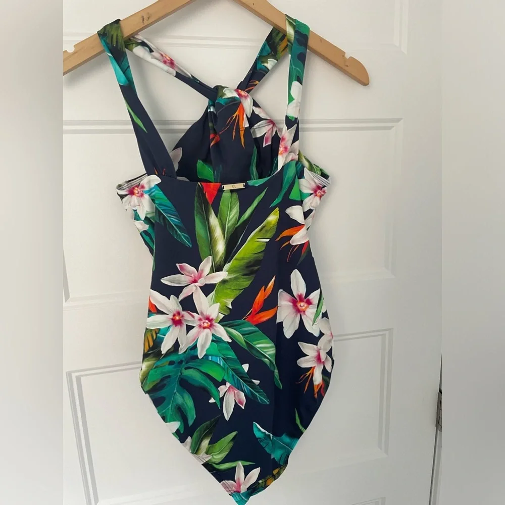 Ralph Lauren Navy Floral One-Piece Swimsuit, Halter Top - Picture 2 of 11